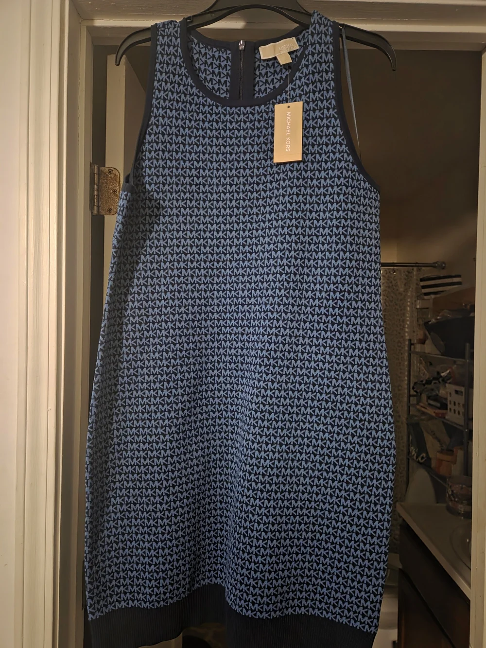 Michael Kors Blue Logo Knit Shift Dress
